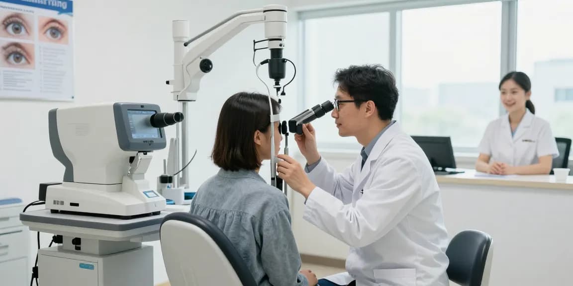 Patient receives detailed eye care examination at SNU Eye Clinic, emphasizing advanced technology and personalized treatment
