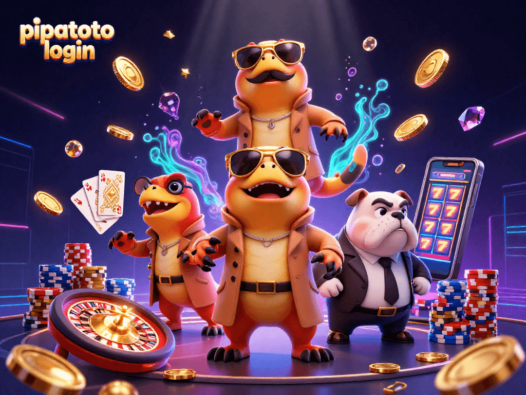 Experience thrilling gameplay at pipatoto login with charming characters in a vibrant casino scene.