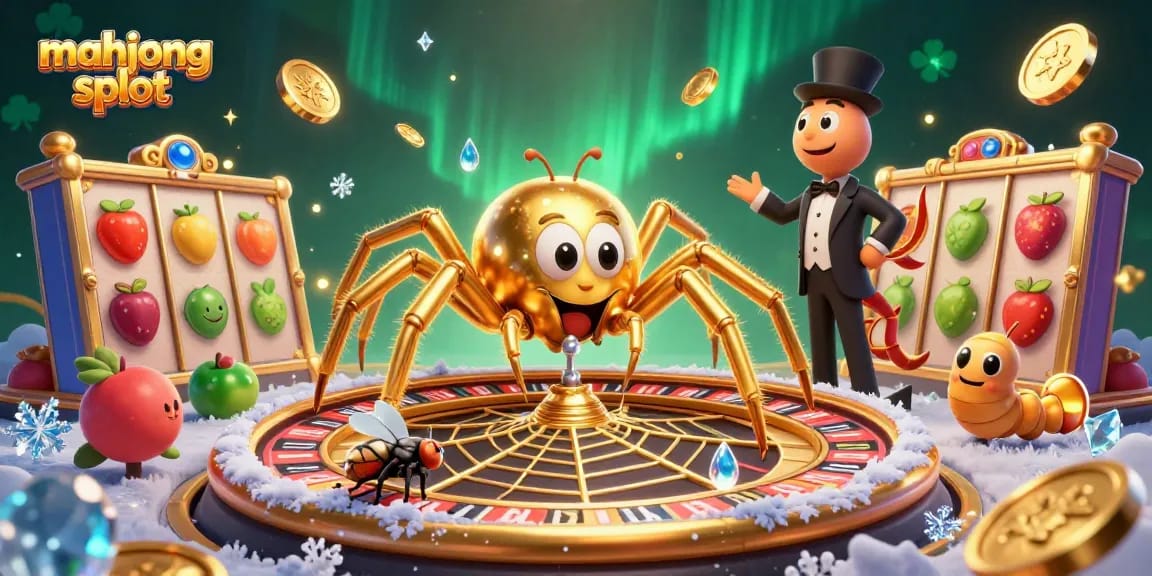 Engage in the thrilling mahjong slot experience with an illustrated scene of a spider and centipede in action.