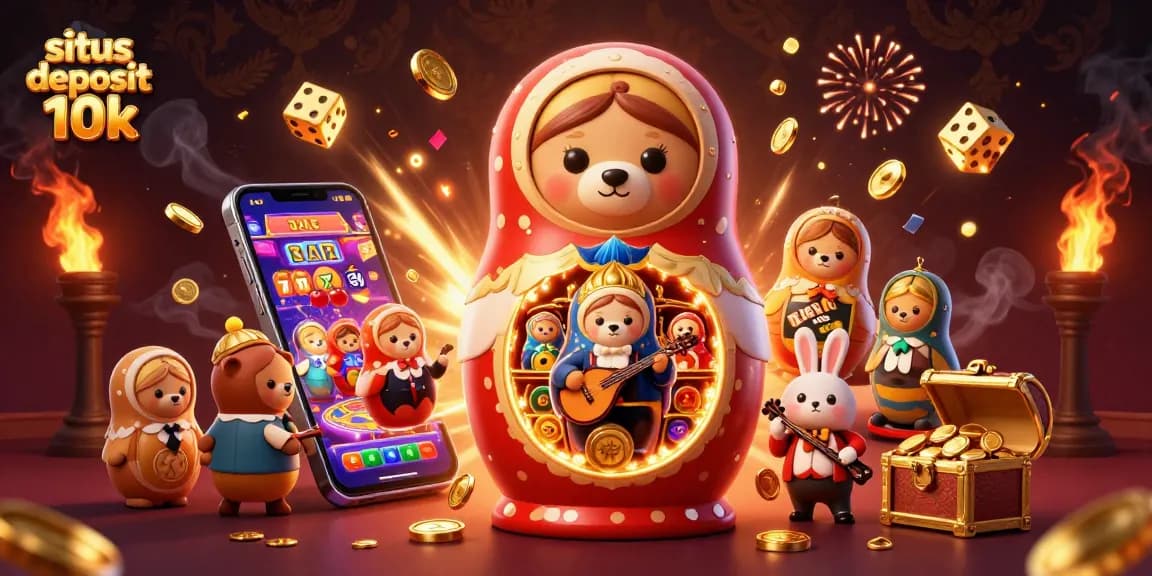 Experience the excitement with situs deposit 10k in a vibrant casino-themed illustration.