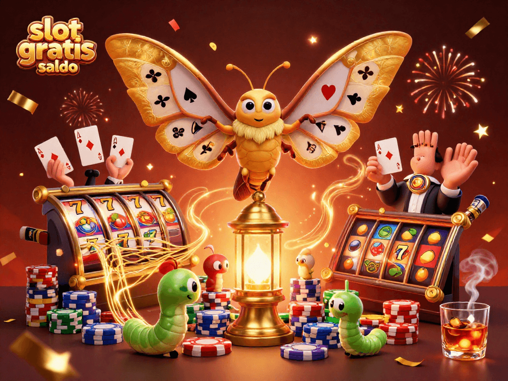 Experience thrilling slot gratis saldo gameplay with our vibrant 3D casino scene illustration.