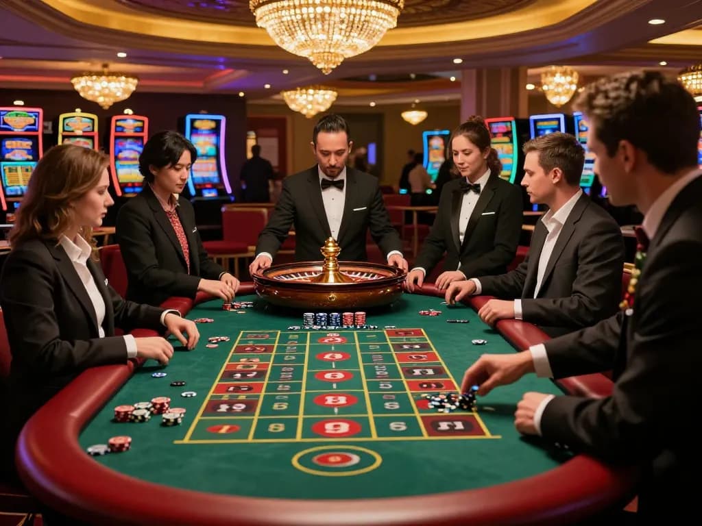 Players engage in a thrilling roulette game at 11win casino, with chips flying and excitement building.