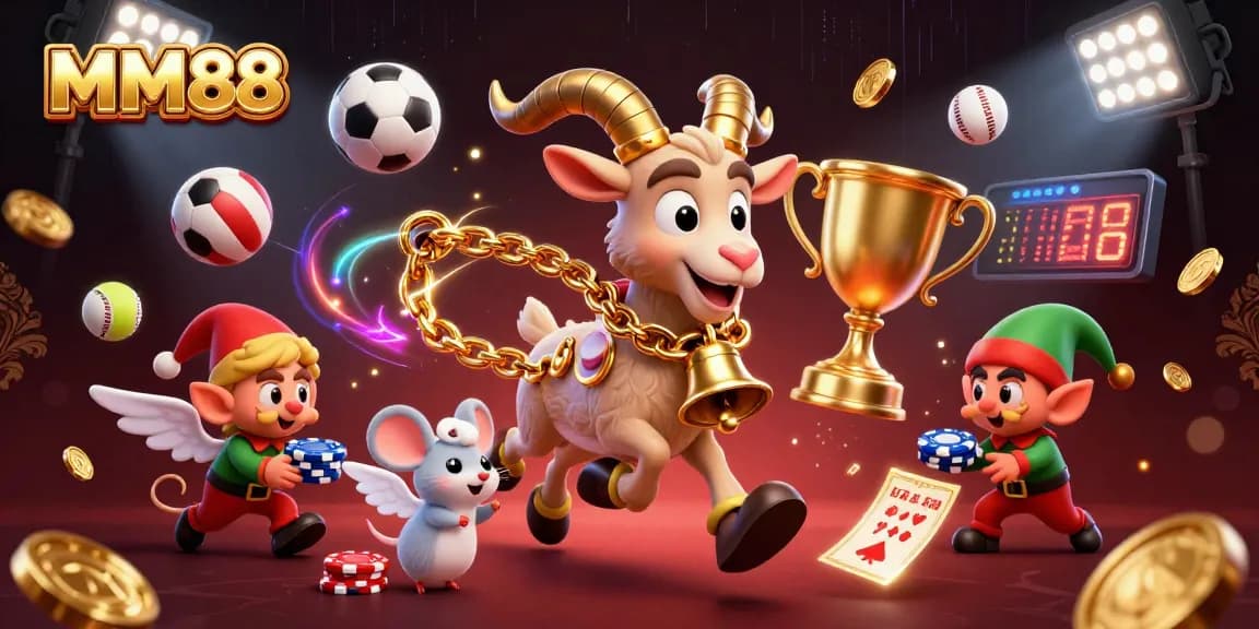 Win big at MM88 in a captivating casino scene featuring festive characters and electrifying action.