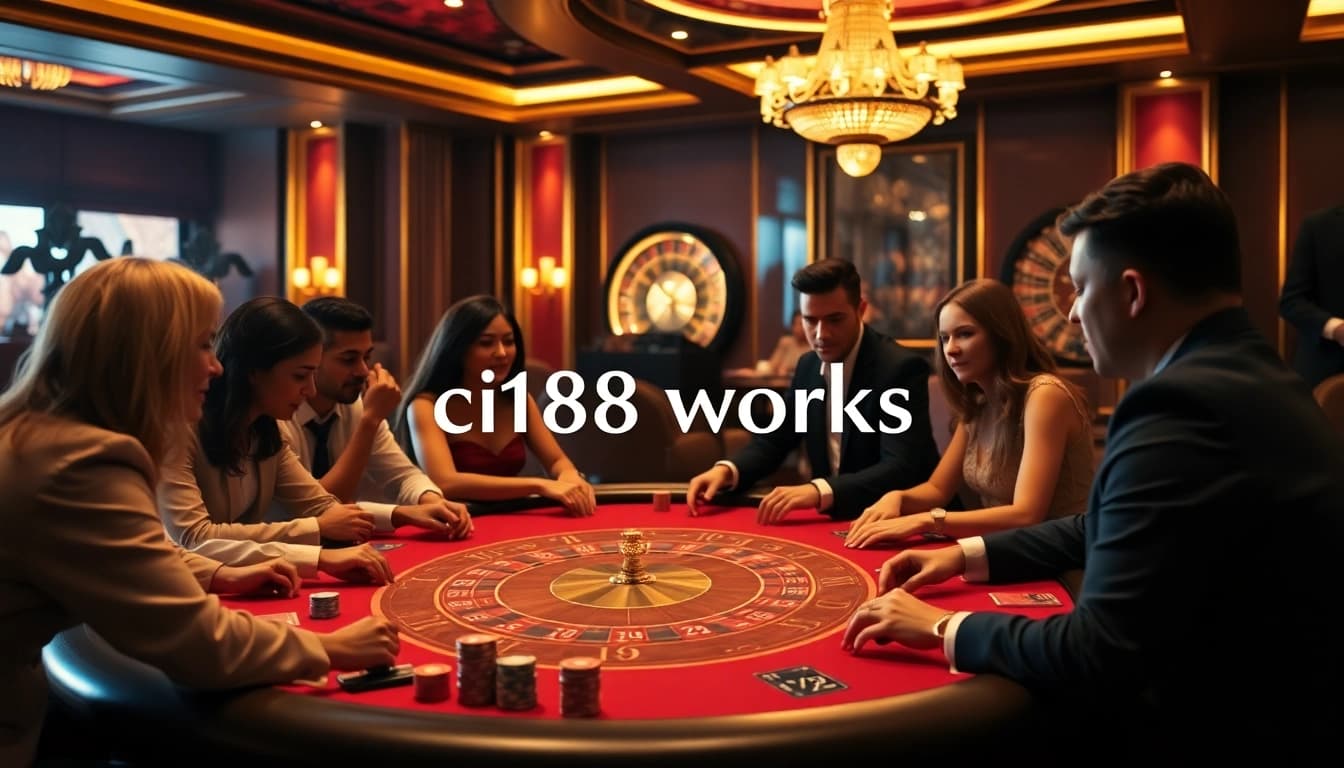 C168 works as poker players engage in a strategic game at a luxurious casino table.