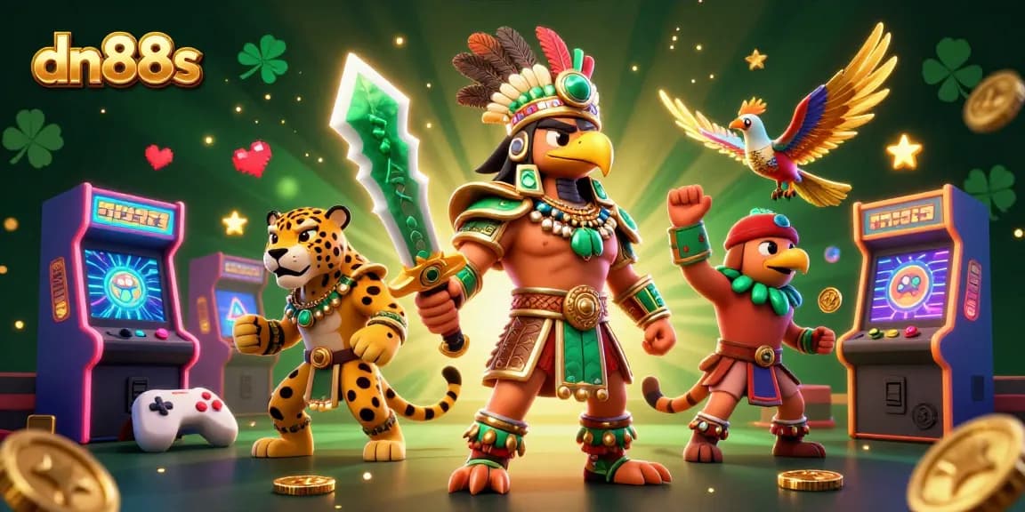 Engage with exciting games at dn88s casino, featuring vibrant Aztec warriors and treasures.