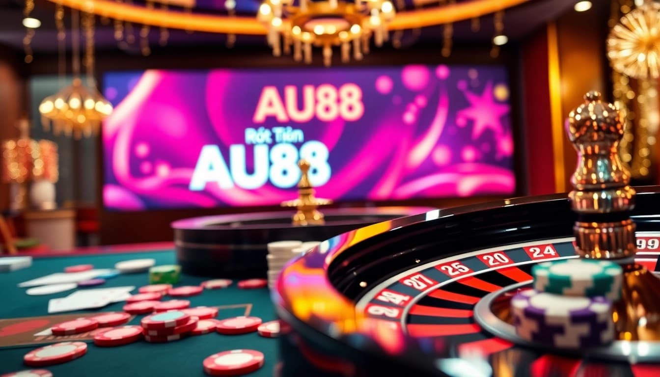Engaging scene with players enjoying Rút Tiền AU88 at a luxurious casino table.