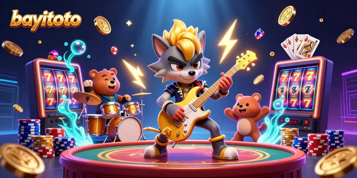 Experience thrilling gameplay at bayitoto with animated casino characters and vibrant slot reels.