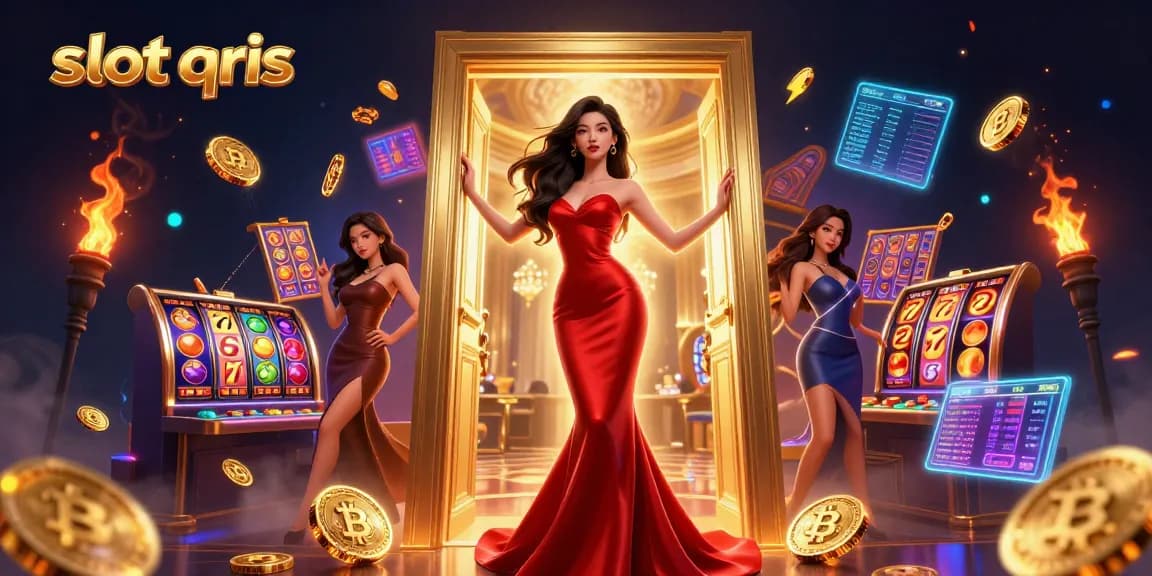 Play slot qris with vibrant reels and exciting jackpots in a luxurious casino setting.
