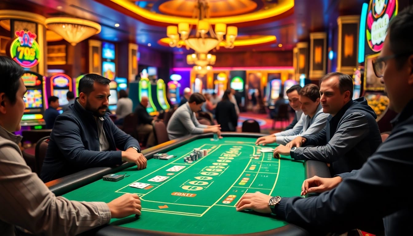Erlebe spannende casino spiele.de in einem lebhaften Casino mit glücklichen Spielern.