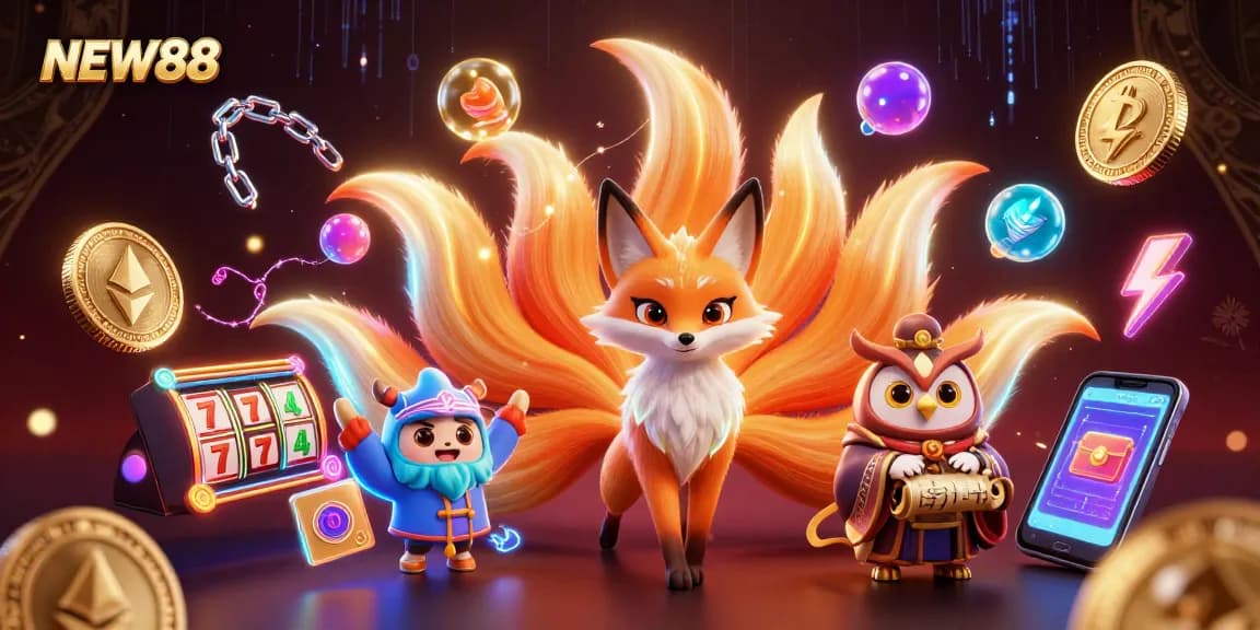 Plunge into the vibrant universe of NEW88 where the nine-tailed fox and wise owl illuminate your casino experience.