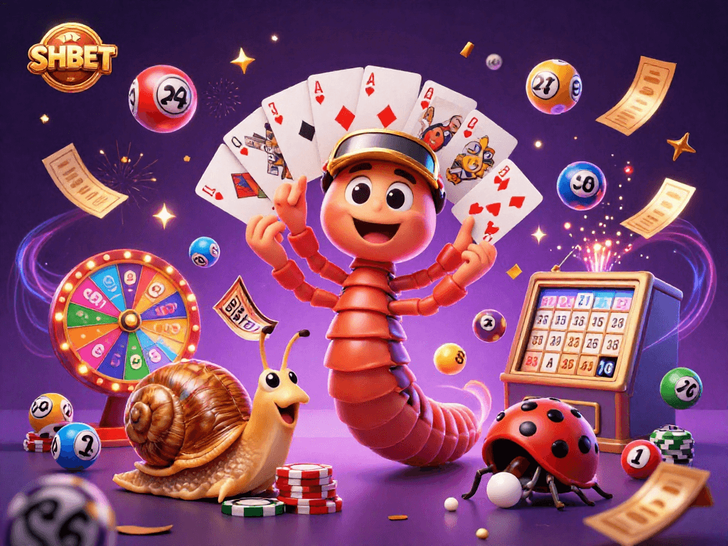 Engage in the SHBET action with colorful lottery balls and exciting characters at a 3D casino.