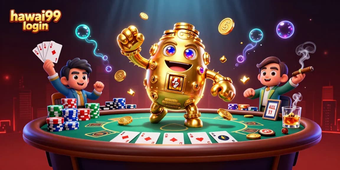 Experience dynamic gaming excitement with hawai99 login in this vibrant 3D casino illustration.