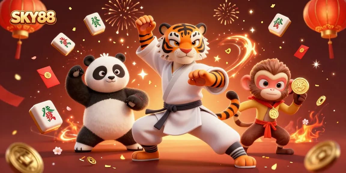 Engage in thrilling games at SKY88 with charismatic characters and vibrant casino elements.