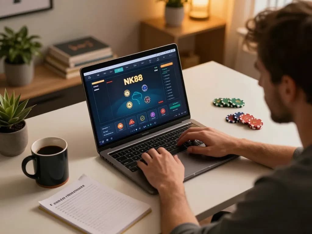 Engaged player strategizing on NK88 platform for a winning poker session