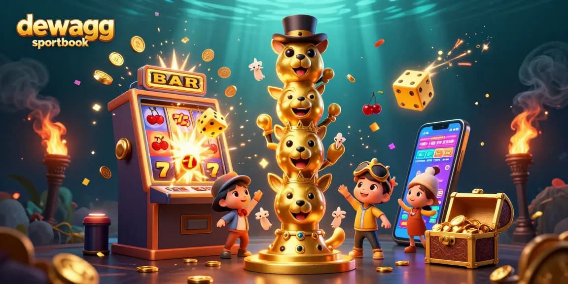 Experience excitement at dewagg sportbook with a vibrant casino illustration showcasing dynamic betting elements.