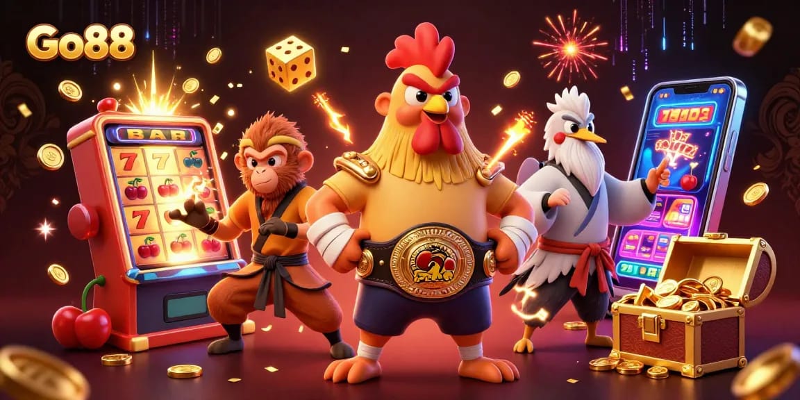 Experience thrilling wins at Go88 with a dynamic casino scene featuring rich visual elements and exciting game action.