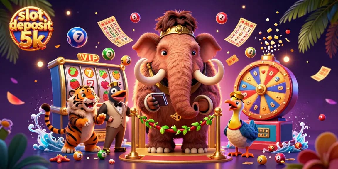 Experience the excitement of a slot deposit 5k with vibrant characters and game elements in a dynamic casino scene.