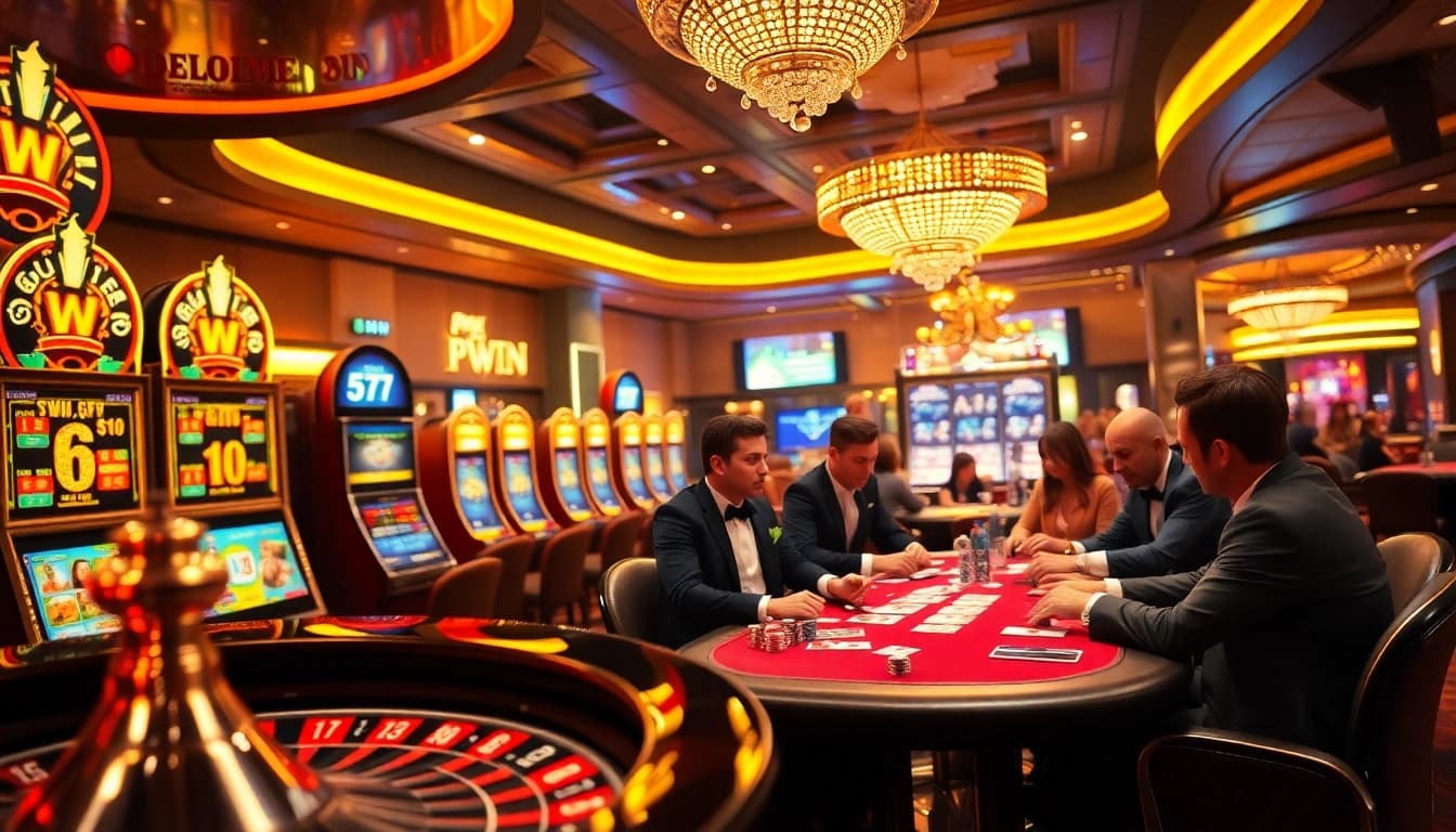 Engaging scene of professional gamblers at a luxurious 11WIN casino table.
