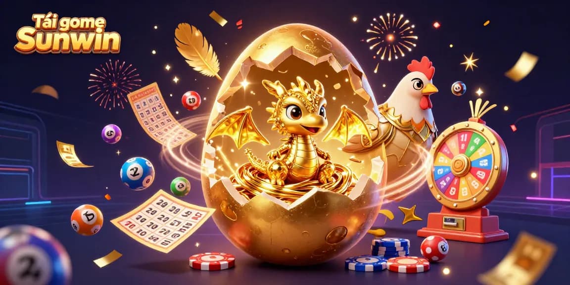 Experience Tải game Sunwin with a vibrant scene of a golden and cartoonish dragon amidst casino-themed elements.