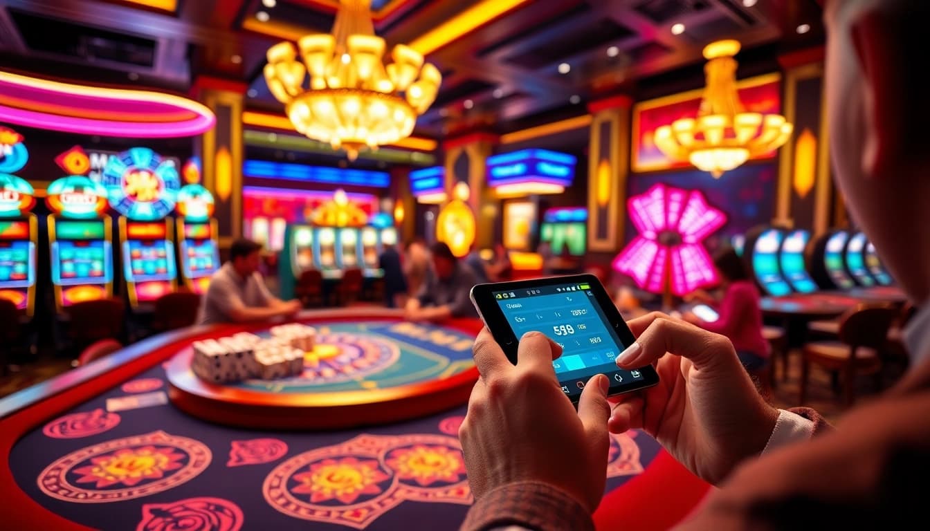 Tài Xỉu MD5: Players engaging in fast-paced betting at a vibrant casino.