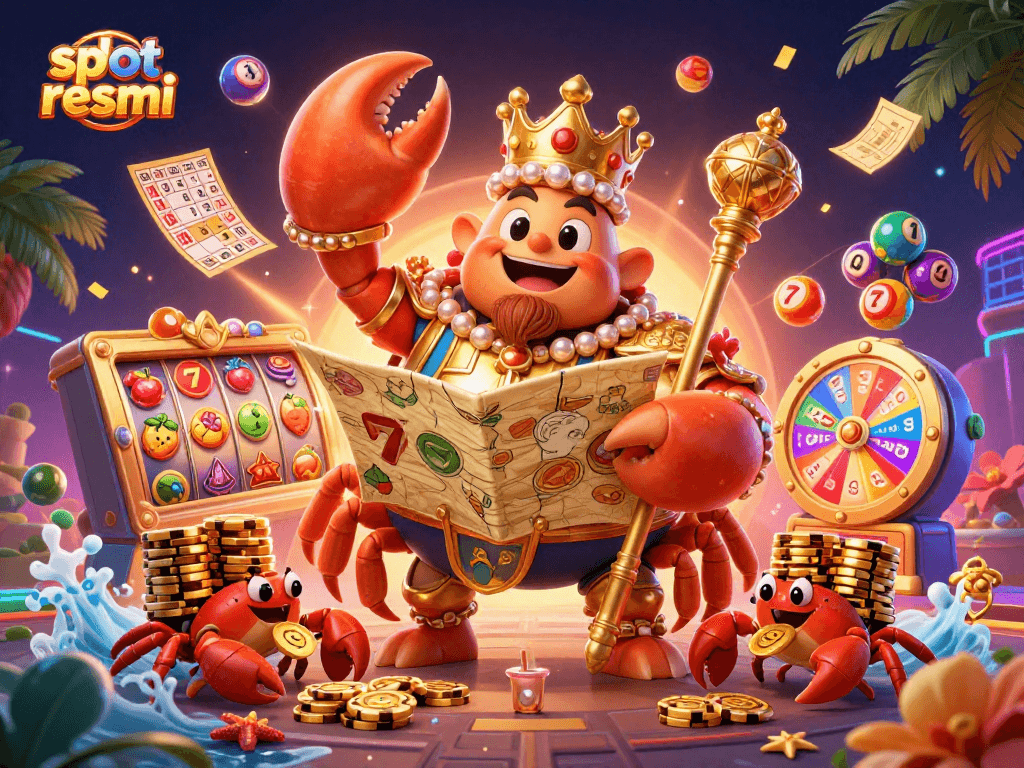 Experience the excitement of slot resmi with dynamic game elements and a grand golden crab emperor.