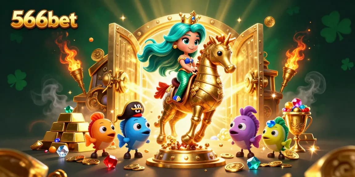 Engage with 566bet by joining the vibrant underwater casino adventure featuring a mermaid and seahorse!