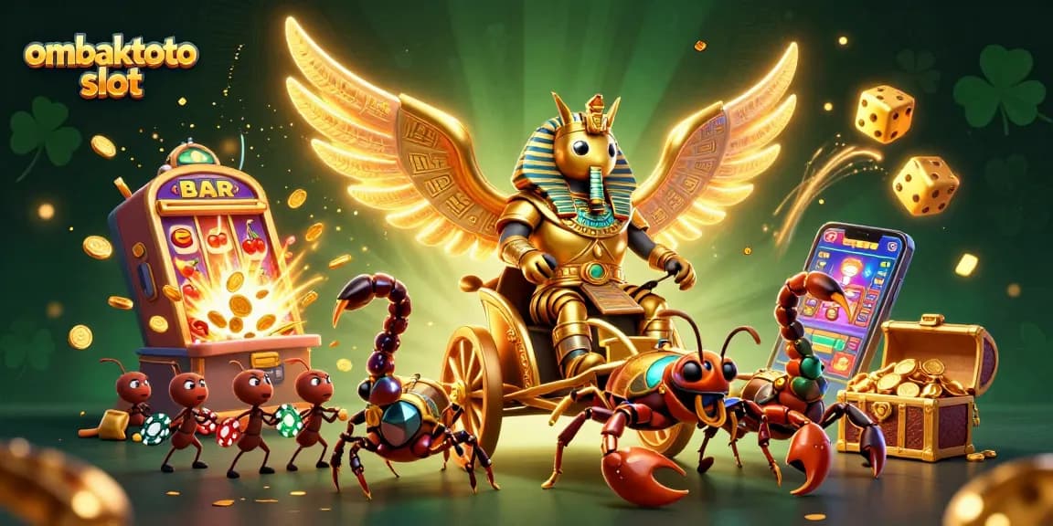 Experience the thrill of ombaktoto slot as dynamic symbols and characters collide in a vibrant casino scene.