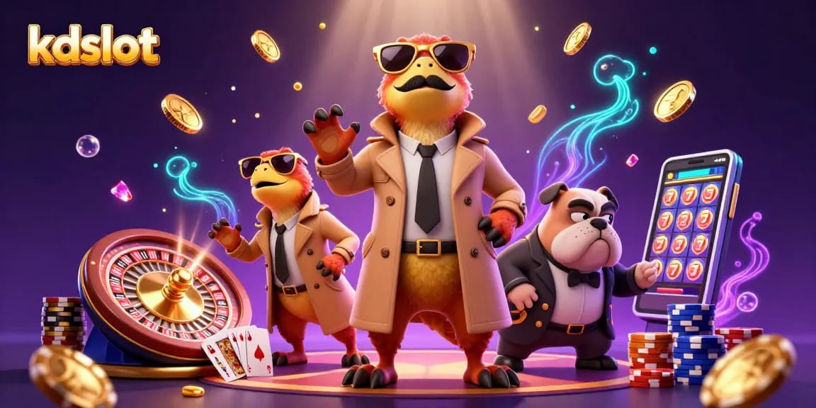 Experience the excitement of kdslot with playful raptors and captivating casino elements.