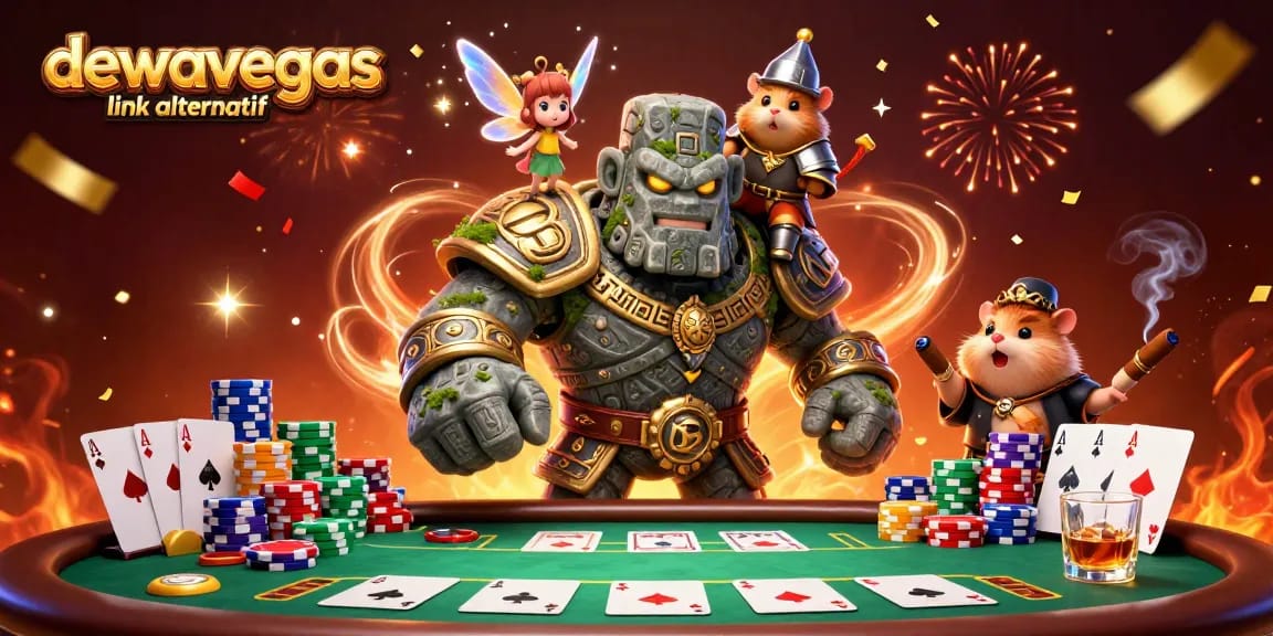 Experience the thrill of baccarat with dewavegas link alternatif and vibrant casino elements in a magical illustration.