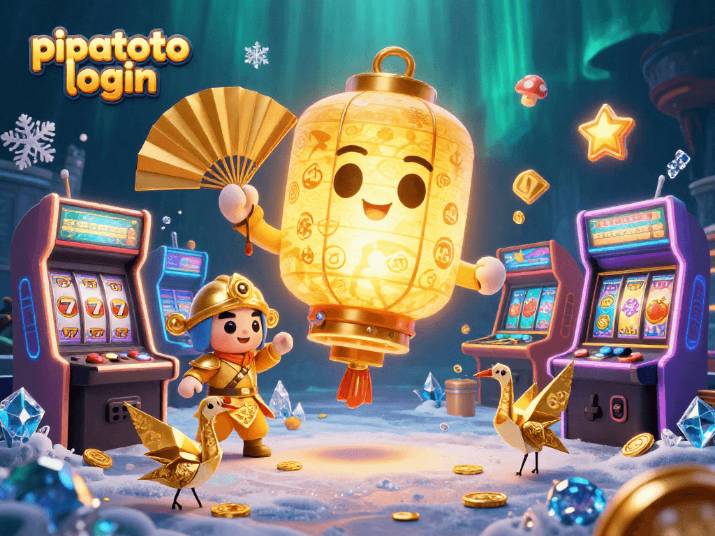 Experience excitement with pipatoto login as a golden lantern spirit illuminates a vibrant casino scene.
