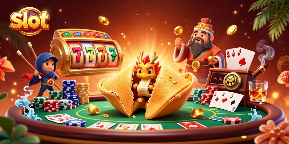 Experience thrilling slot gameplay with a magical dragon and fortune cookie scene, showcasing dynamic casino elements.