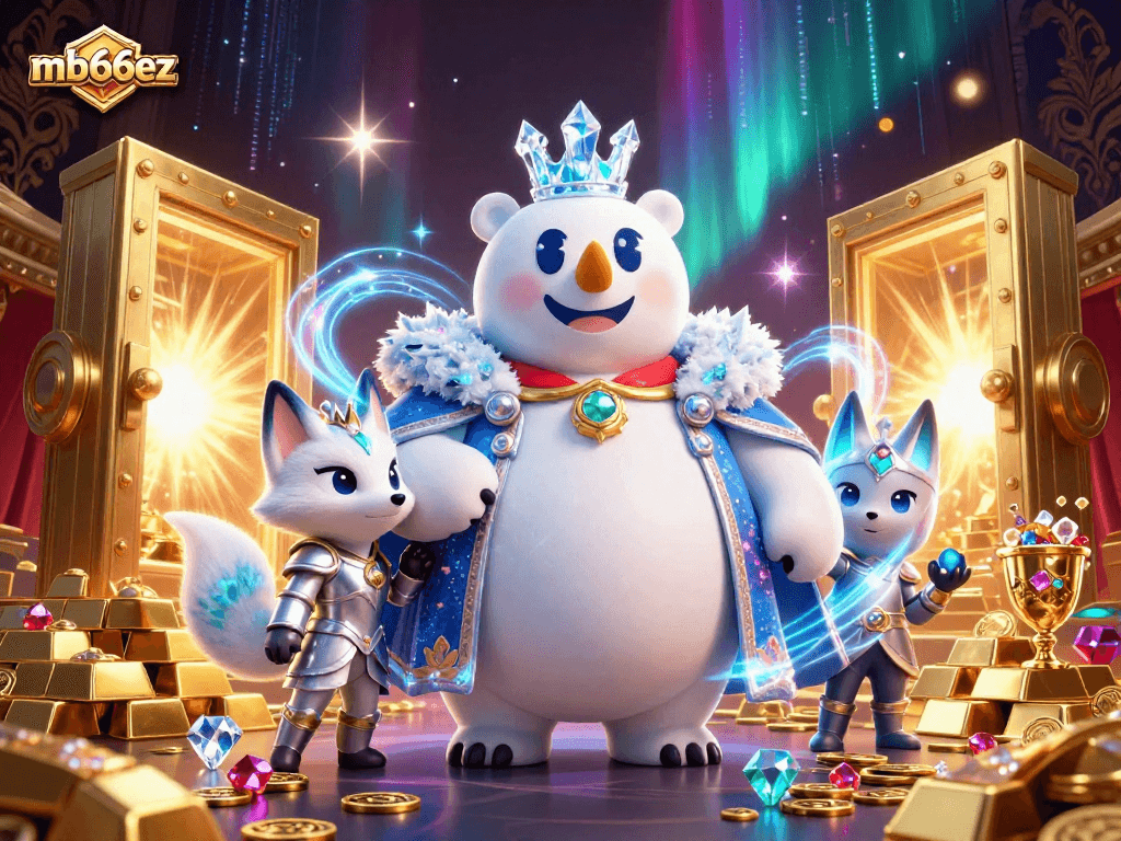 Win big with mb66ez at a dazzling online casino featuring vibrant characters and golden treasures.