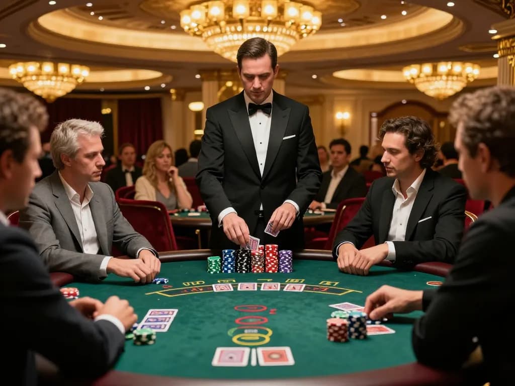 Players engaged in a high-stakes blackjack game at z16 luxury Vegas casino, showcasing strategic gameplay.
