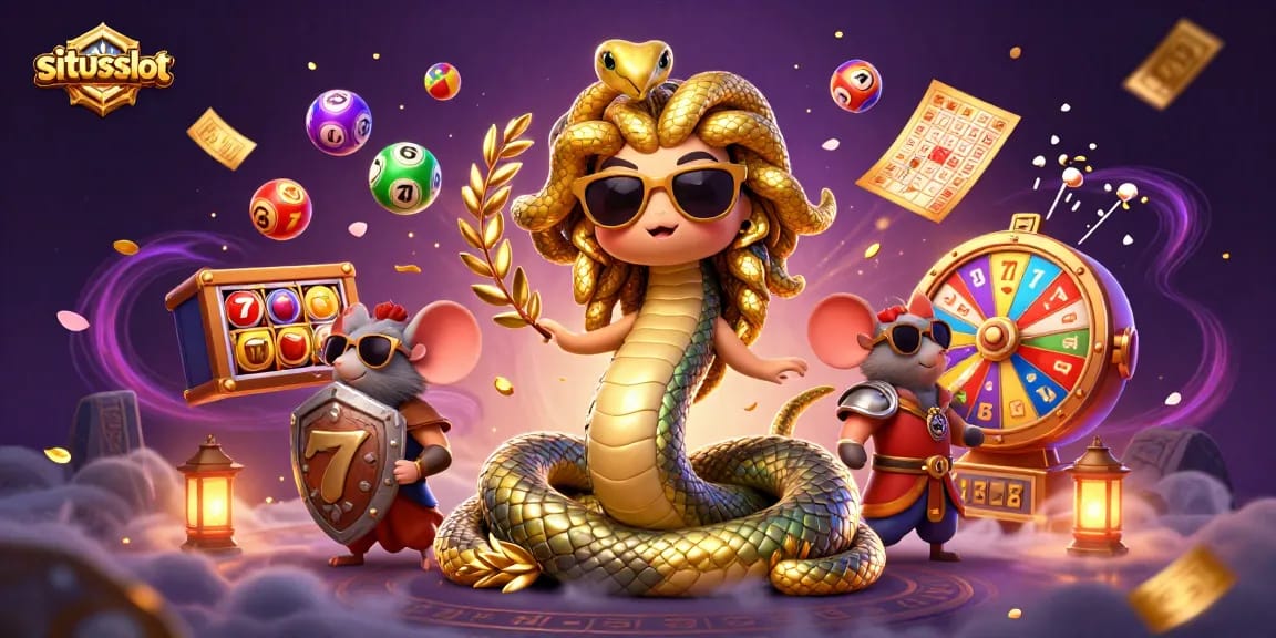 Menangkan jackpot di situsslot dengan ilustrasi Medusa dan keberuntungan permainan slot.