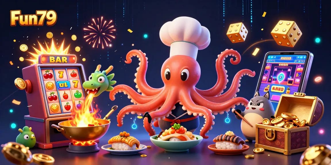Spin to win big at Fun79 with a vibrant 3D casino scene showcasing thrilling gaming action.