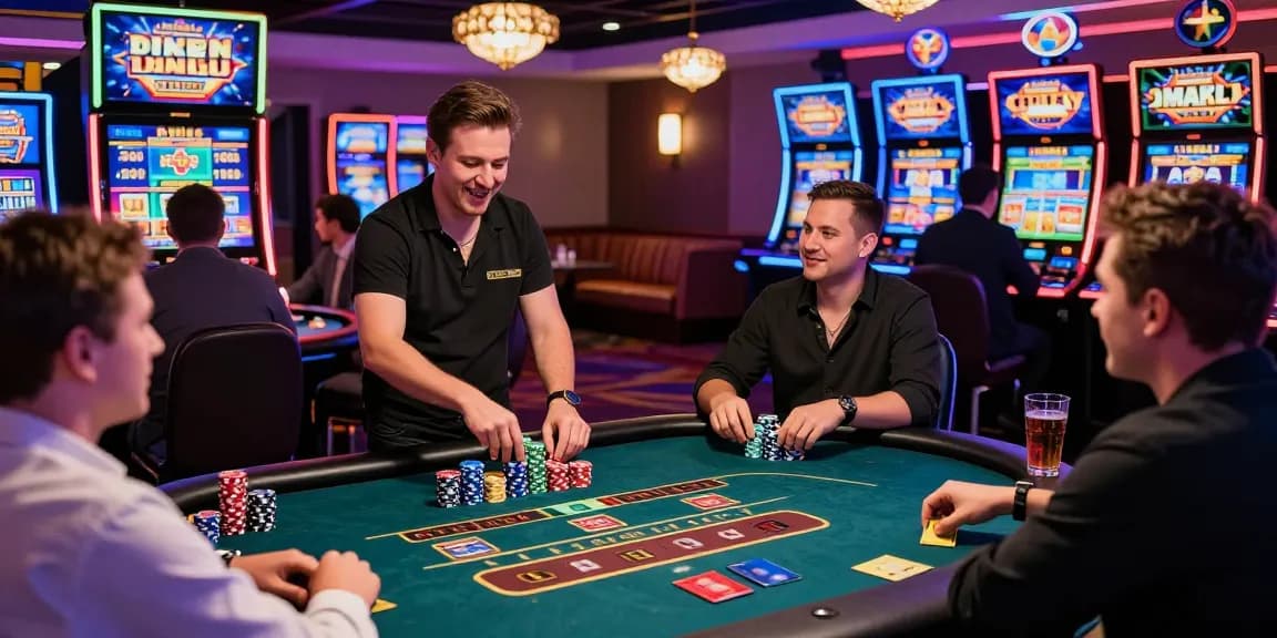 Explore credit card casinos at https://dea.org.uk with vibrant tables, excited players, and engaging dealer.