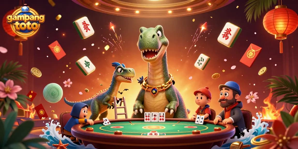Experience the excitement of gampangtoto with a vivid 3D casino scene featuring colorful elements.