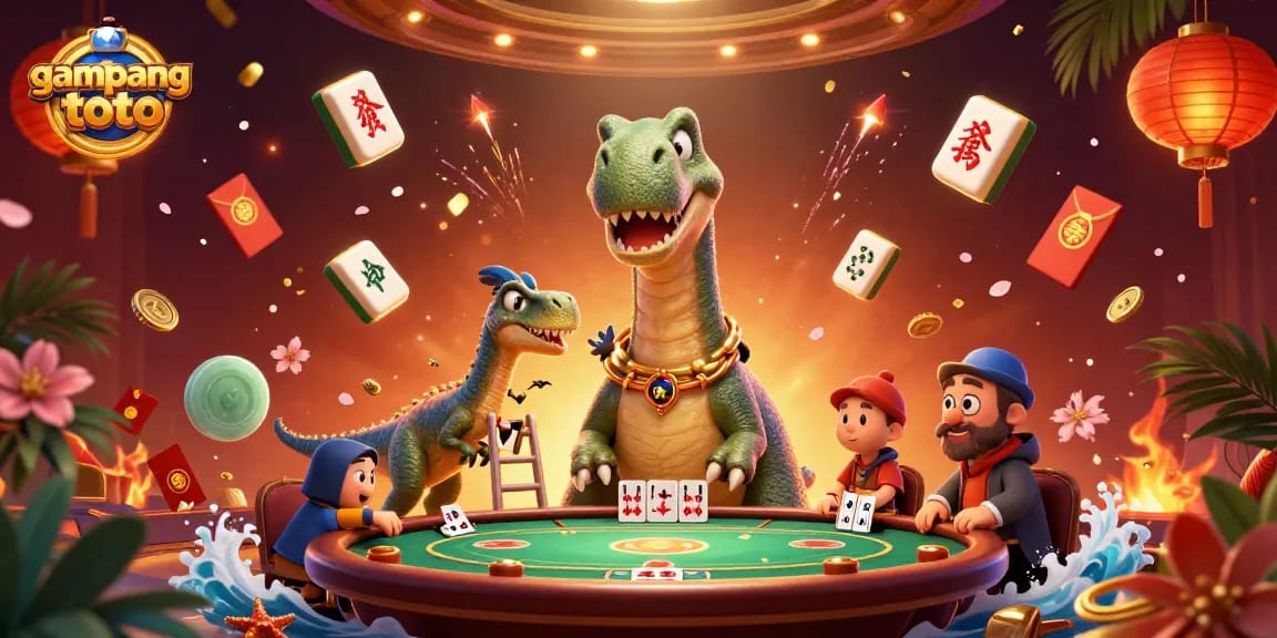 Experience the excitement of gampangtoto with a vivid 3D casino scene featuring colorful elements.