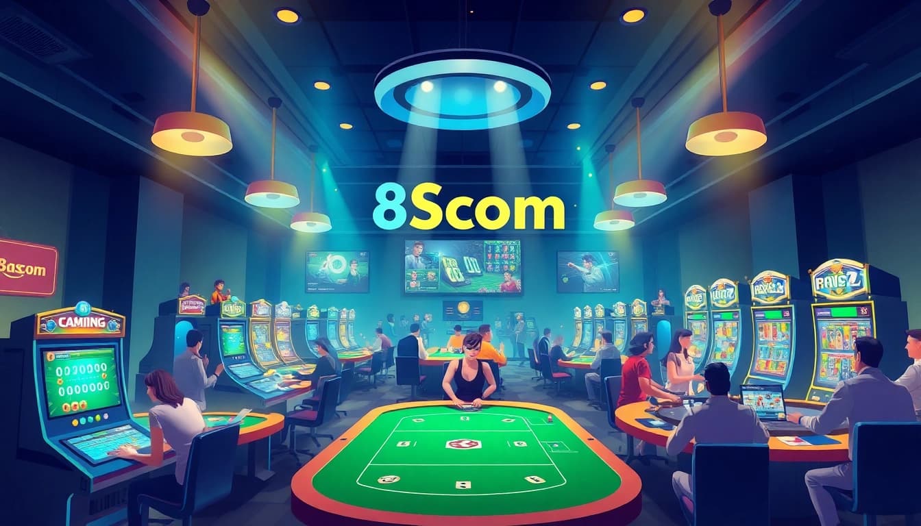 8scom online gaming platform showcasing vibrant casino atmosphere with players actively engaged in games.