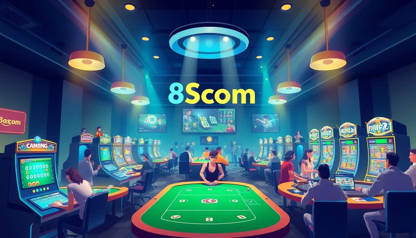 8scom online gaming platform showcasing vibrant casino atmosphere with players actively engaged in games.