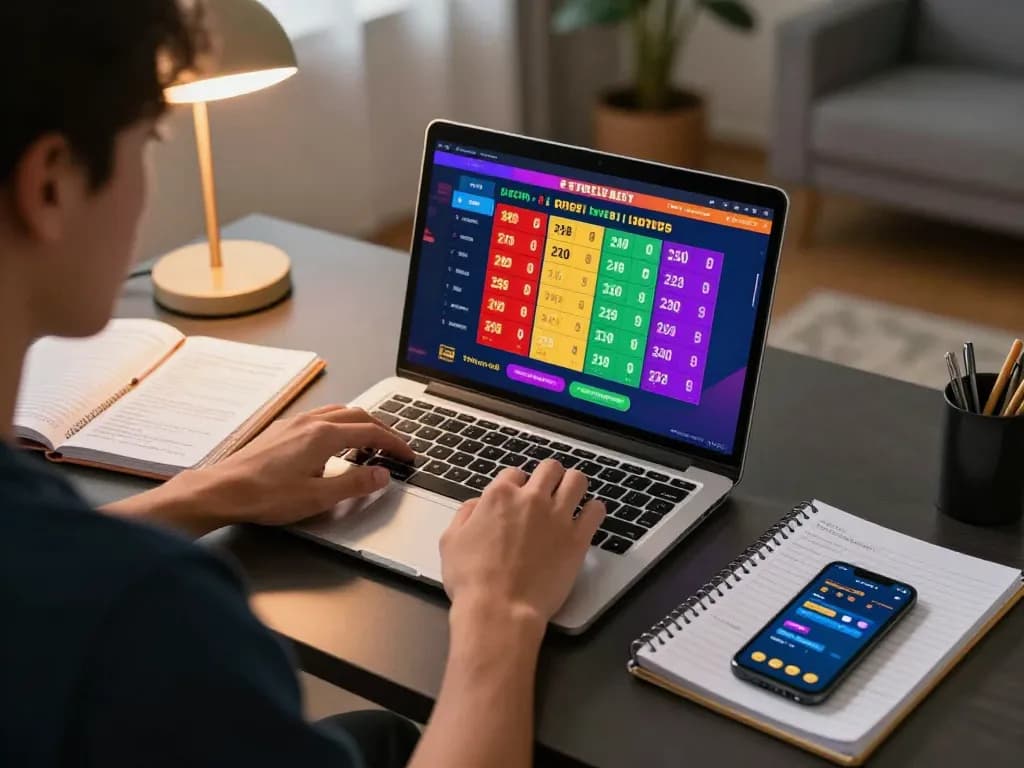Engaged player strategizing in an online lô đề gaming session at home for better odds.