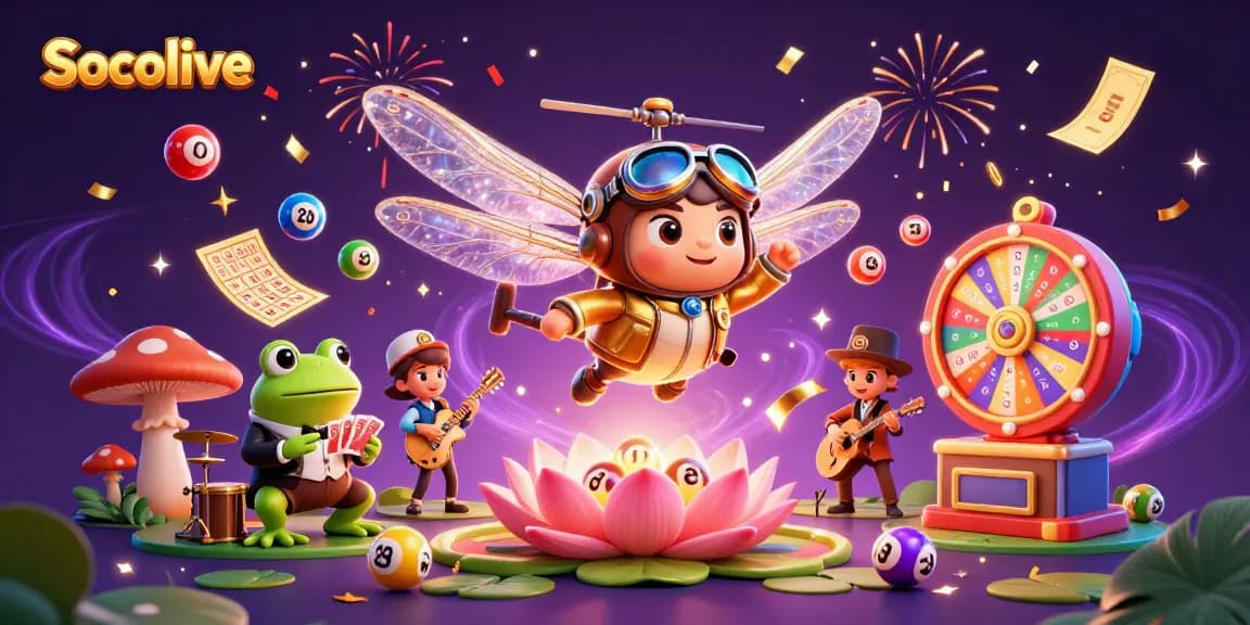 Socolive brings exhilarating luck to the casino scene with a vibrant dragonfly pilot, frog croupier, and jazz-playing crickets.
