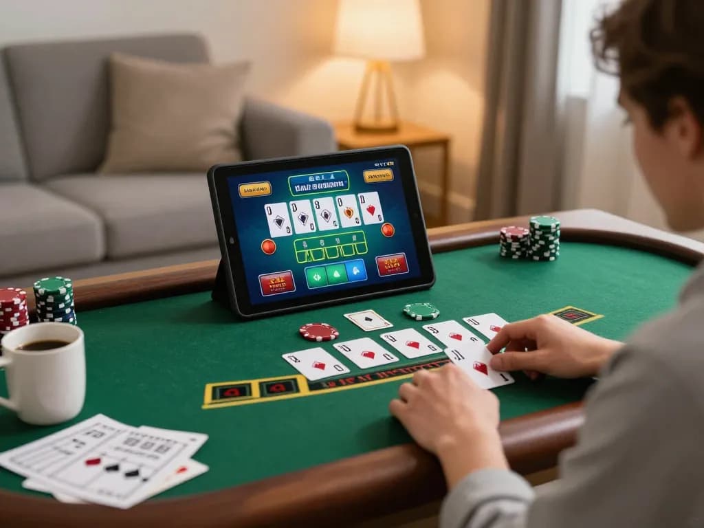 Engaging with king33 live dealer blackjack on a tablet in a cozy setting