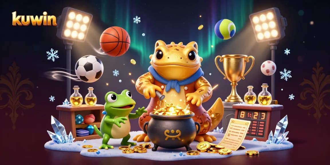 kuwin players mastering strategies with vibrant casino-themed 3D illustration including gold elements