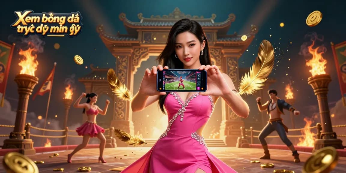 Xem bóng đá trực tiếp miễn phí live sports streaming illustration with dynamic visual effects.
