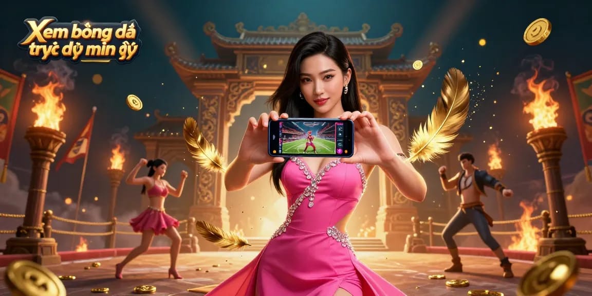 Xem bóng đá trực tiếp miễn phí live sports streaming illustration with dynamic visual effects.