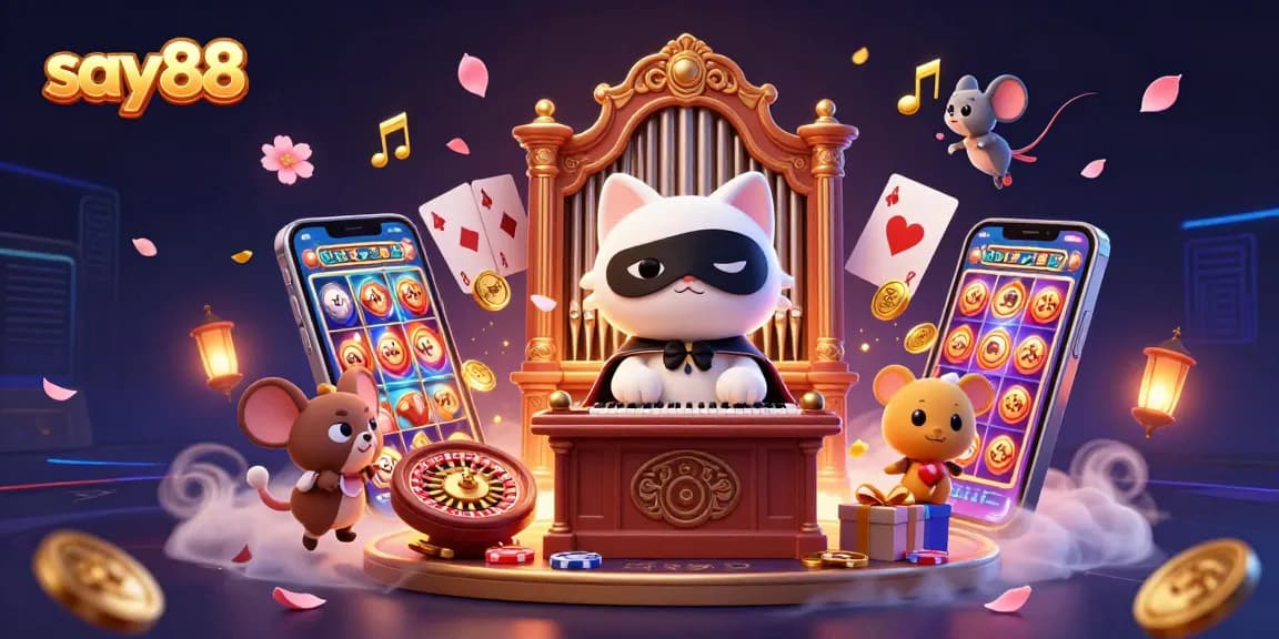 Experience thrilling gameplay at say88 with colorful slot games, vibrant characters, and festive decorations.