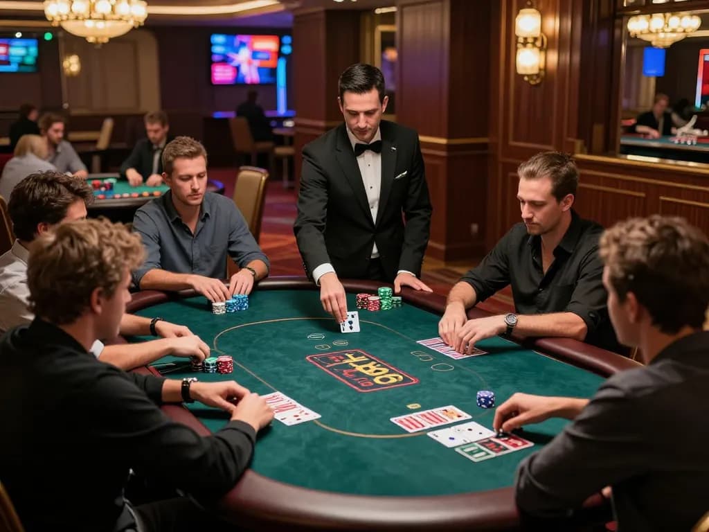 Experience the thrill of the n188 game at a high-stakes poker table, rich decor, and focused gameplay.