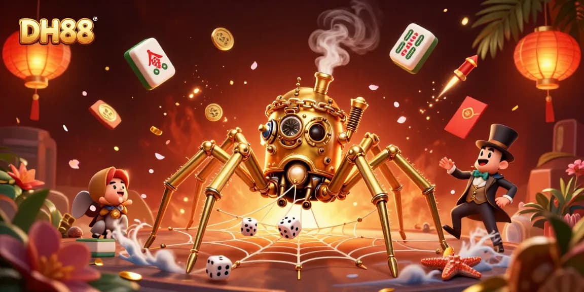 Experience thrilling gameplay at DH88 with a steampunk twist, immersing in a golden web of chance and luck.