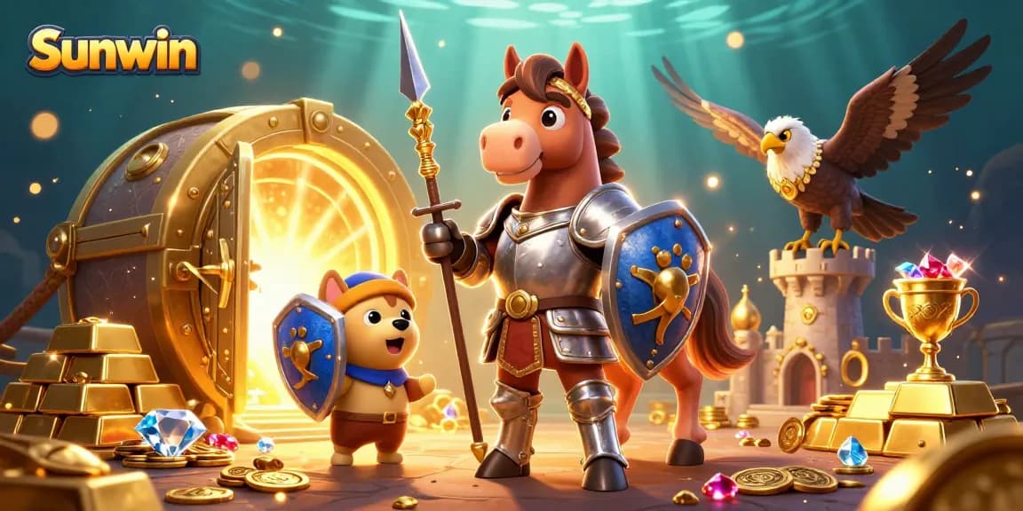 Engage in thrilling gameplay at Sunwin with stunning 3D elements featuring treasure and knights.